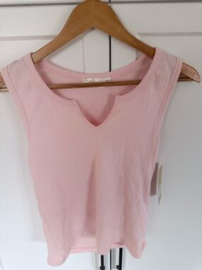 Ribbed Scoop Neck Tank Top | Light Pink | NWT | Size Medium- RD Style